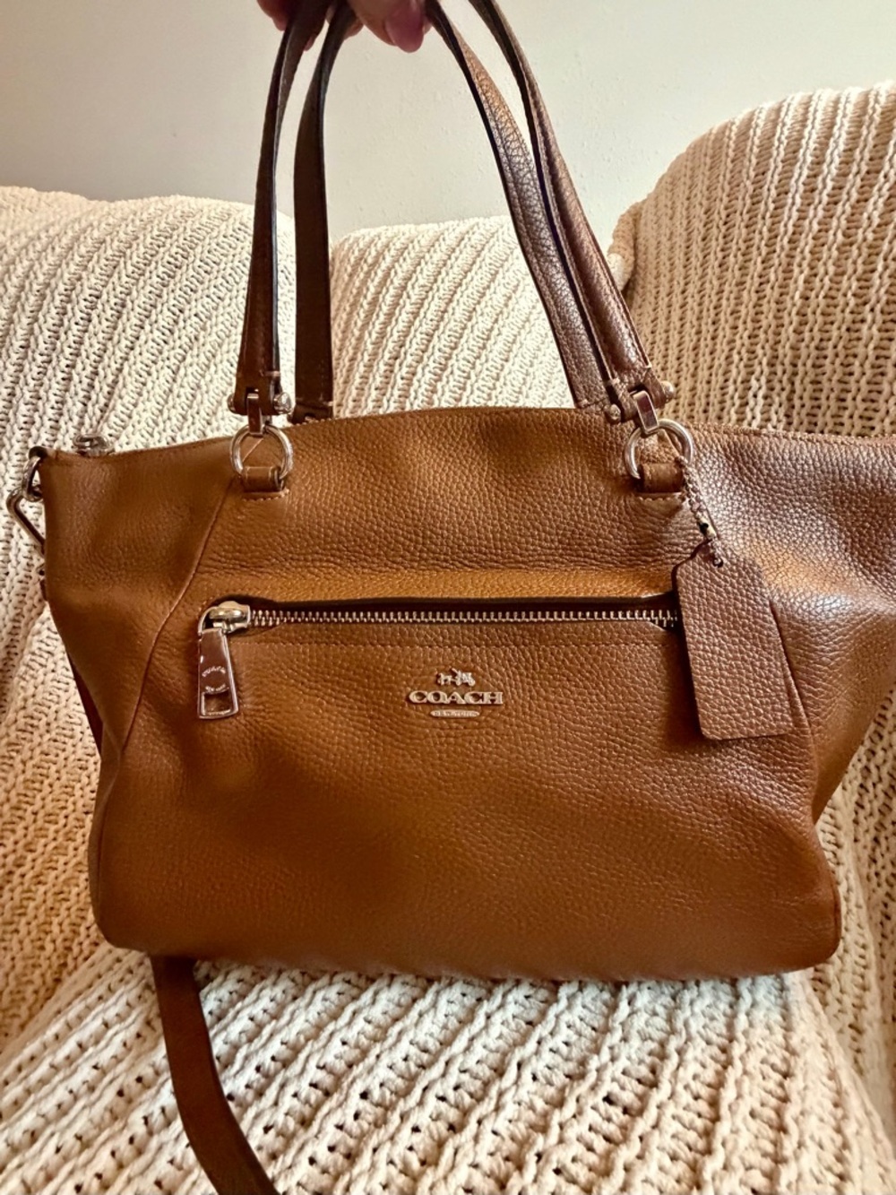 Coach Prairie Satchel Brown Pebbled Leather Crossbody Bag 34340